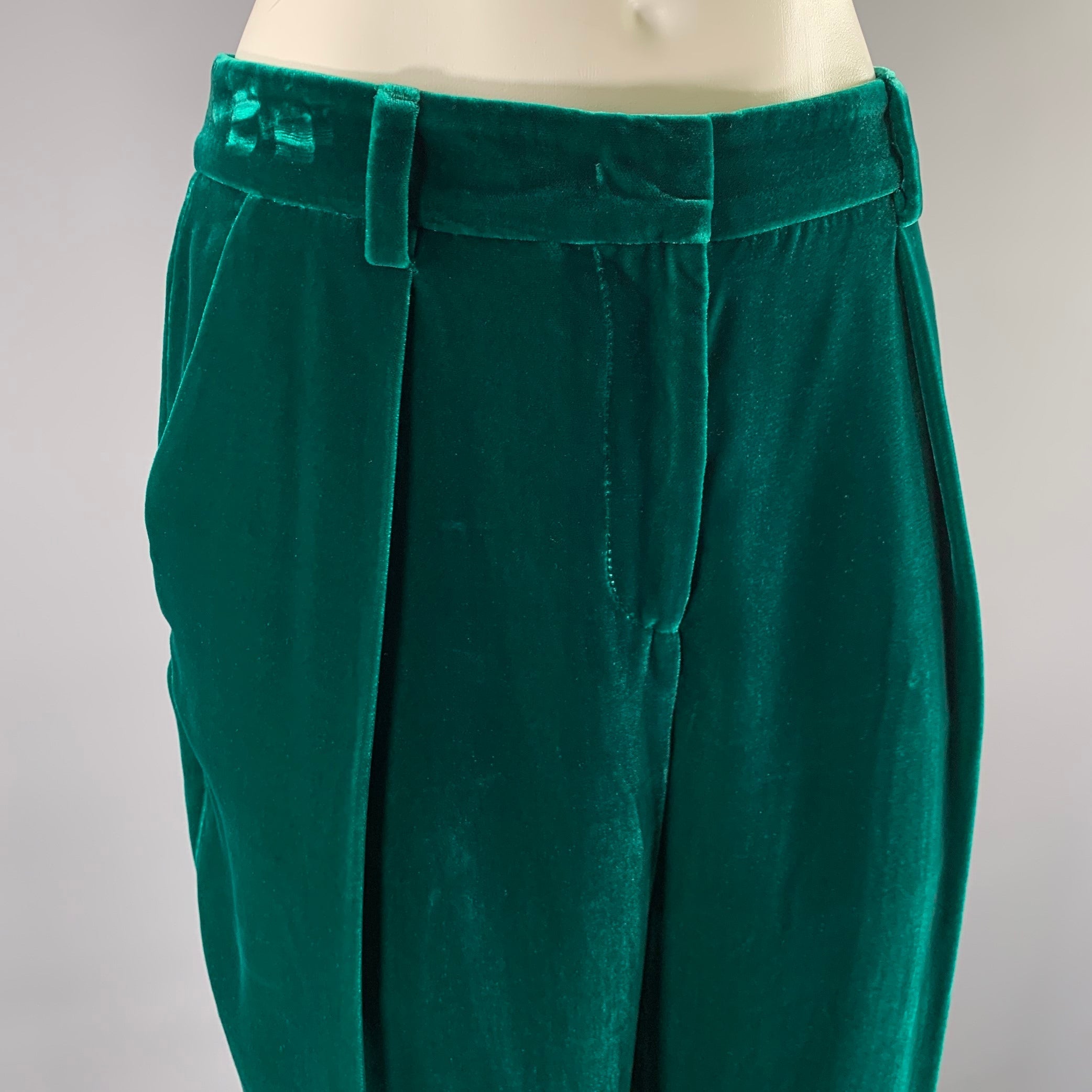 GIORGIO ARMANI Size 6 Green Emerald Velvet Viscose Silk Pants