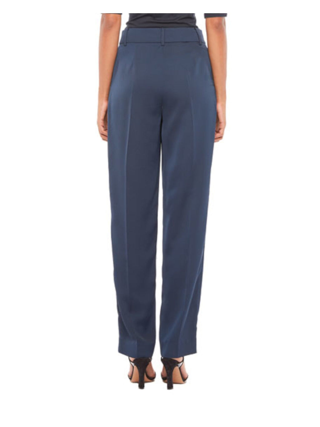 EMPORIO ARMANI Womens Navy Pleated Pocketed Dual Snap Closure Wear To Work Straight leg Pants