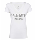 Armani Exchange women white black stud tshirt