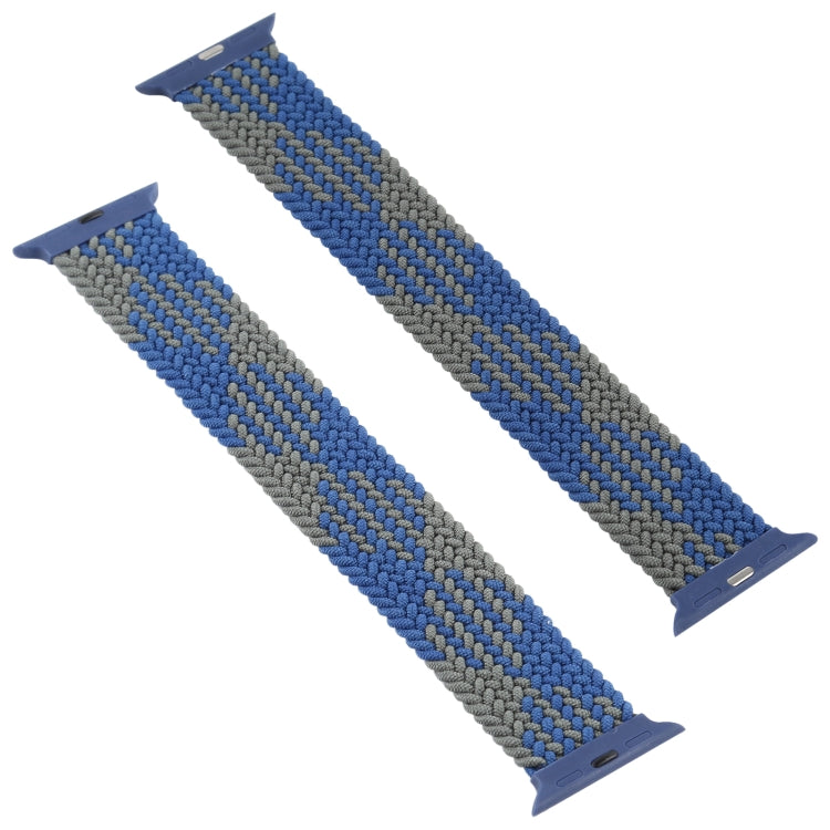 Plastic Buckle Mixed Color Nylon Braided Single Loop Watch Band For Apple Watch Series 9&8&7 41mm / SE 3&SE 2&6&SE&5&4 40mm / 3&2&1 38mm, Size:L(Checkered Blue Green)