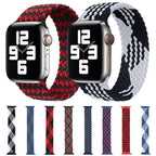 Plastic Buckle Mixed Color Nylon Braided Single Loop Watch Band For Apple Watch Series 9&8&7 41mm / SE 3&SE 2&6&SE&5&4 40mm / 3&2&1 38mm, Size:L(Checkered Blue Green)