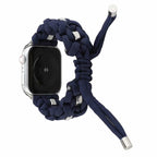 For Apple Watch Series 9 45mm Screw Nut Braided Paracord Watch Band(Blue)