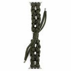 For Apple Watch Series 7 45mm Screw Nut Braided Paracord Watch Band(Green)