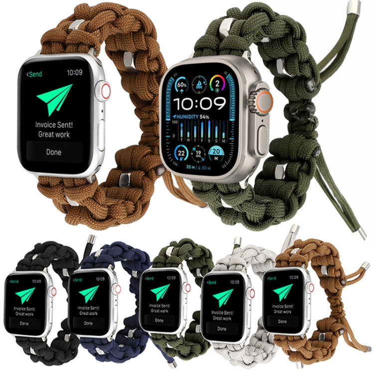 For Apple Watch Series 9 45mm Screw Nut Braided Paracord Watch Band(Blue)