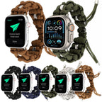For Apple Watch Series 7 45mm Screw Nut Braided Paracord Watch Band(Green)