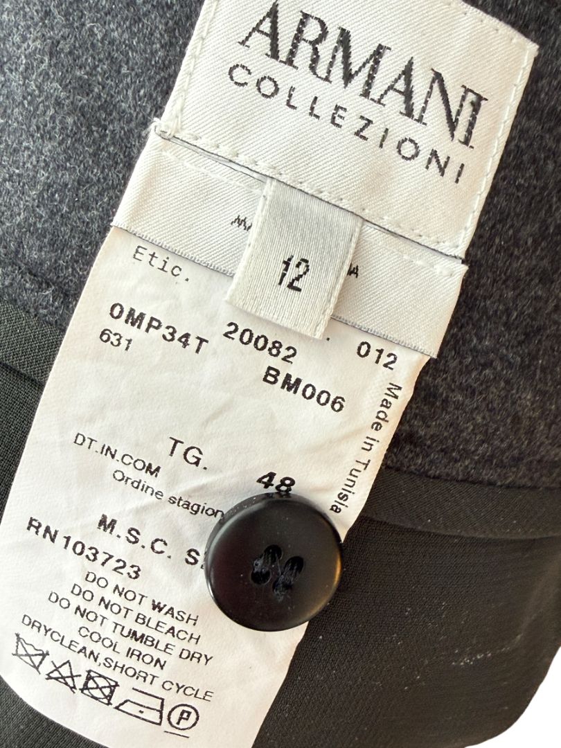 Armani Collezioni Charcoal Grey Wool Angora Wide-Leg Trousers – Size 12 (IT 48)
