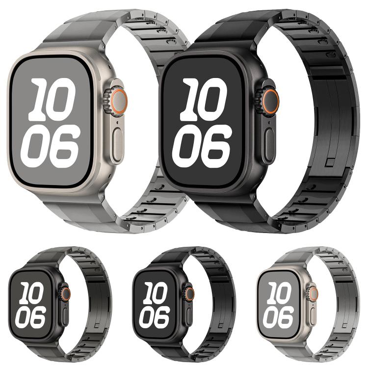 For Apple Watch 46mm / 49mm / 45mm / 44mm Curved Side Detachable Stainless Steel Watch Band(Titanium)