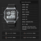 SKMEI 1998 Transparent Shell Ice Sensor Outdoor Sports Waterproof Multi-function Watch(Black)