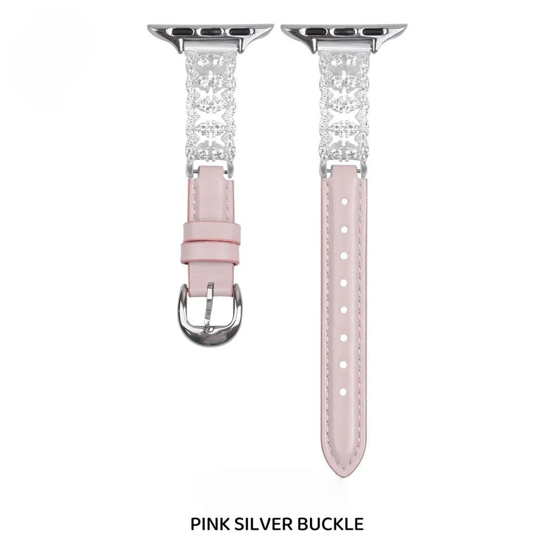Elegant Rhinestone Leather Strap