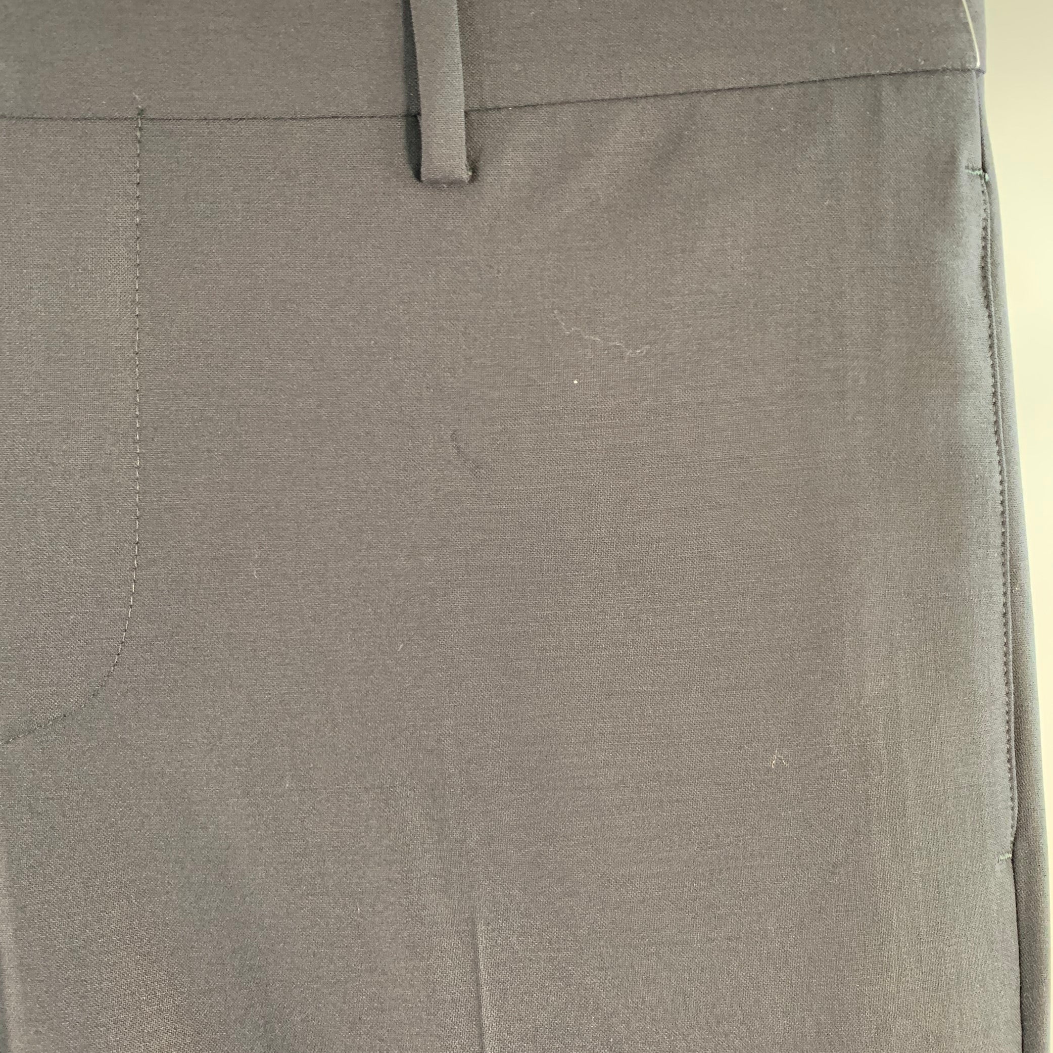 EMPORIO ARMANI Size 34 Navy Wool Blend Tapered Dress Pants