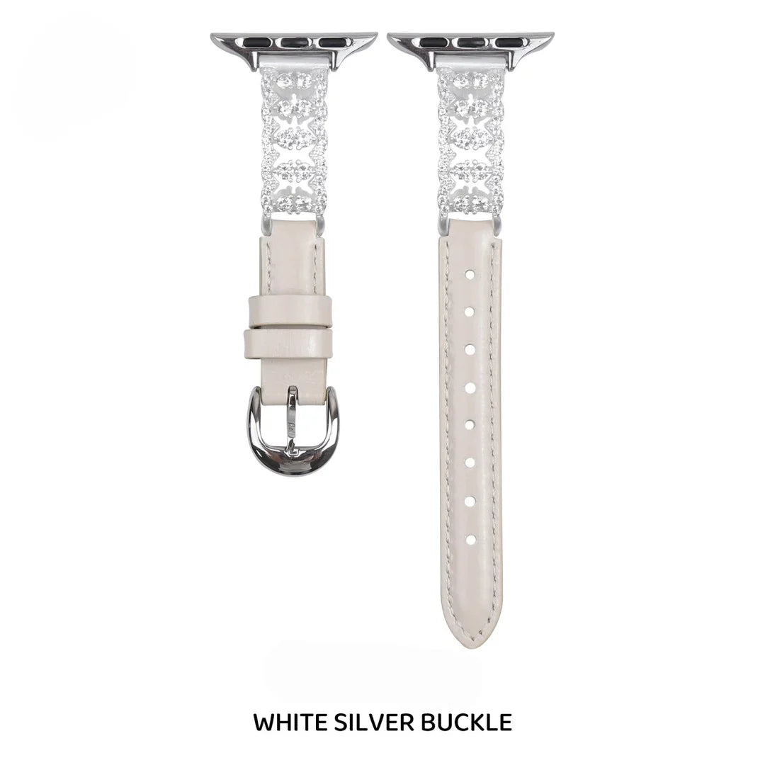 Elegant Rhinestone Leather Strap