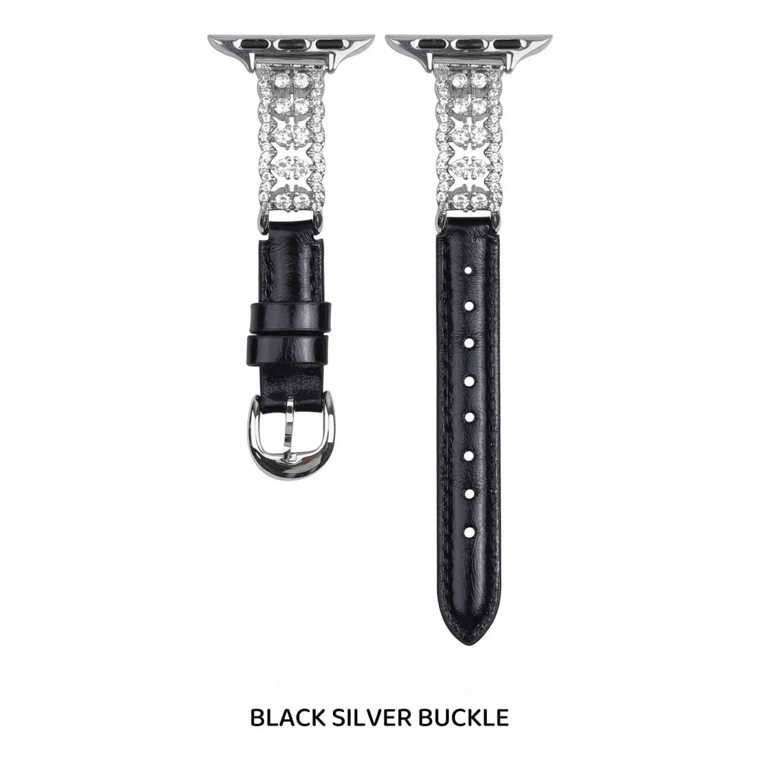 Elegant Rhinestone Leather Strap